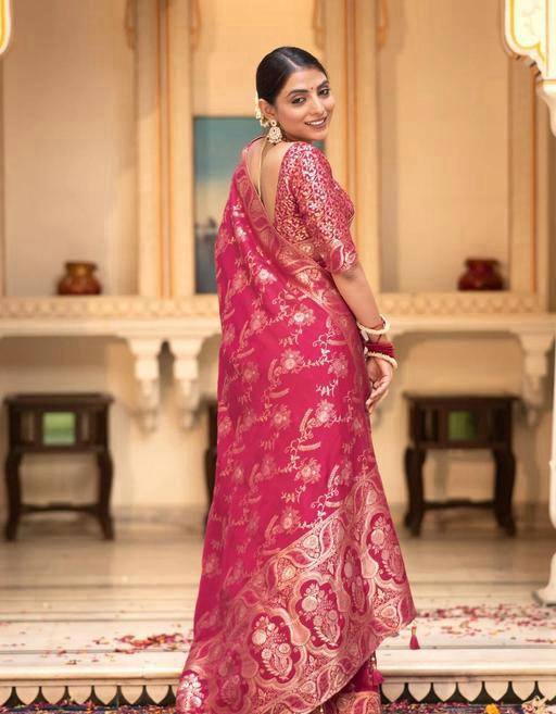 Radiant Dark Pink Soft Silk Saree With Nectarous Blouse Piece