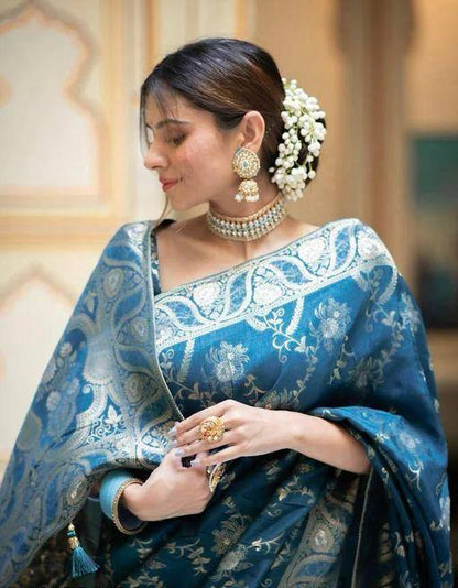 Imaginative Rama Soft Silk Saree With Epiphany Blouse Piece