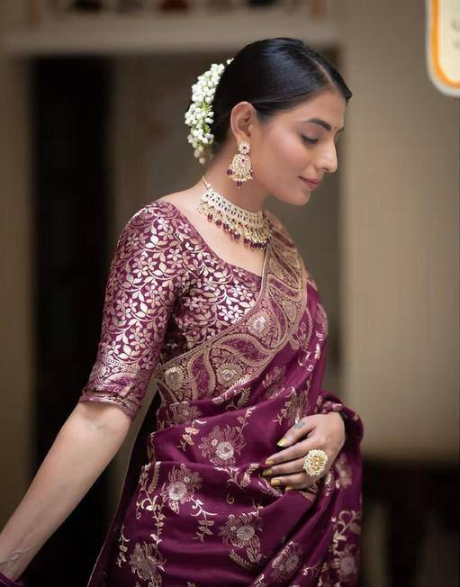 Dissemble Wine Soft Silk Saree With Seraglio Blouse Piece 0 Reviews