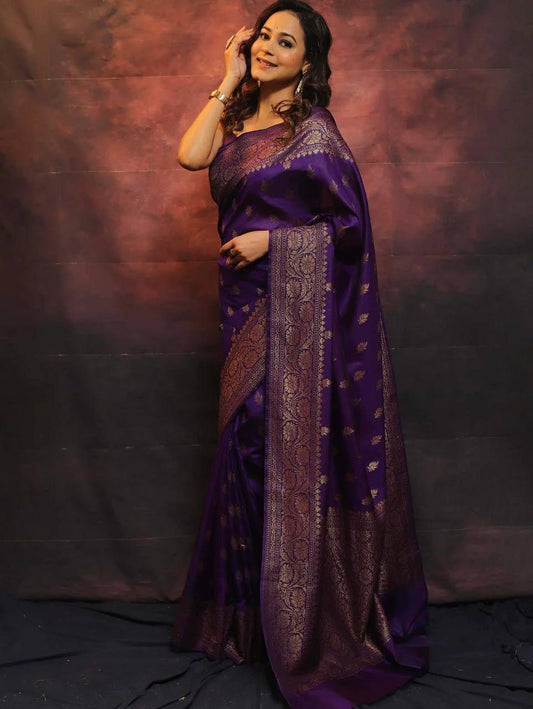 Ideal Purple Soft Silk Saree With Surpassing Blouse Piece