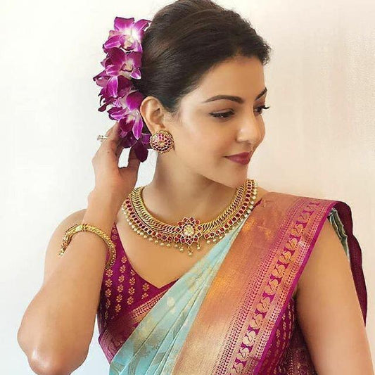 Trendy Sky Soft Banarasi Silk Saree With Twirling Blouse Piece