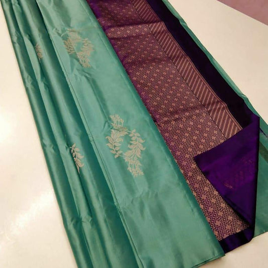 Exquisite Sky Soft Silk Saree With Profuse Blouse Piece