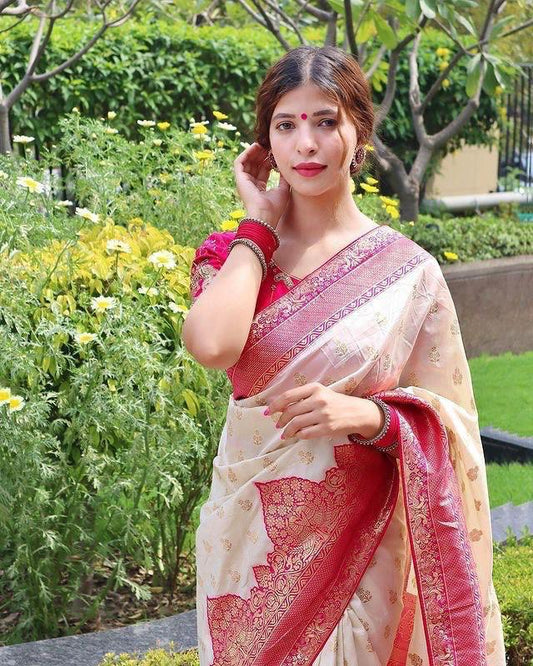 Designer Beige Soft Silk Saree With Divine Blouse Piece 0 Reviews