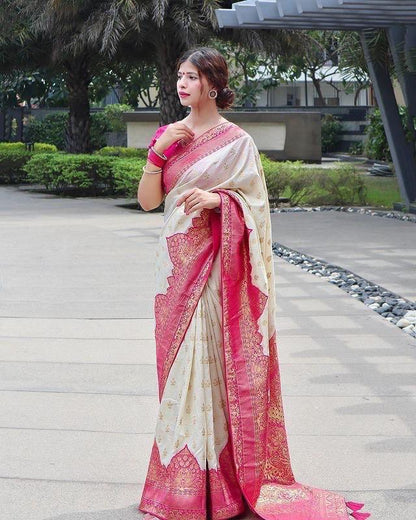 Designer Beige Soft Silk Saree With Divine Blouse Piece 0 Reviews