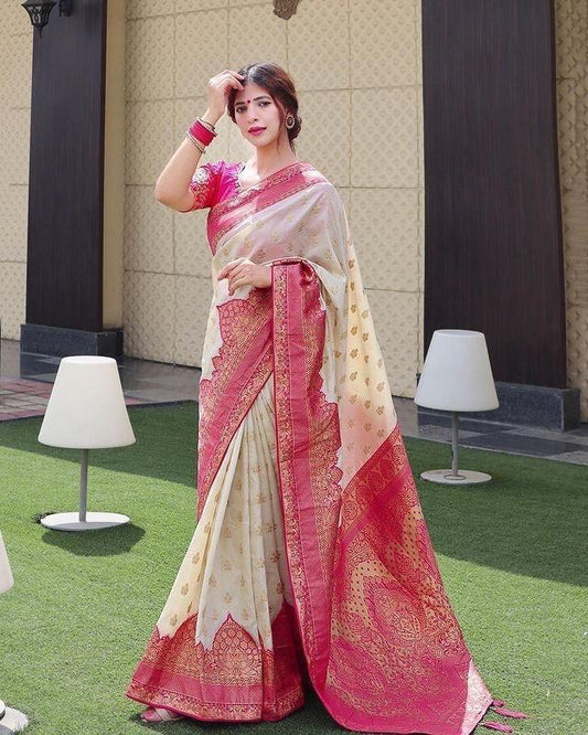 Designer Beige Soft Silk Saree With Divine Blouse Piece 0 Reviews