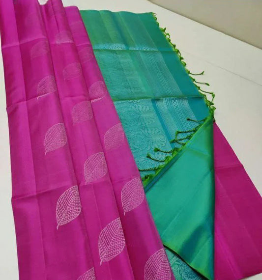 Smashing Dark Pink Soft Silk Saree With Glowing Blouse Piece