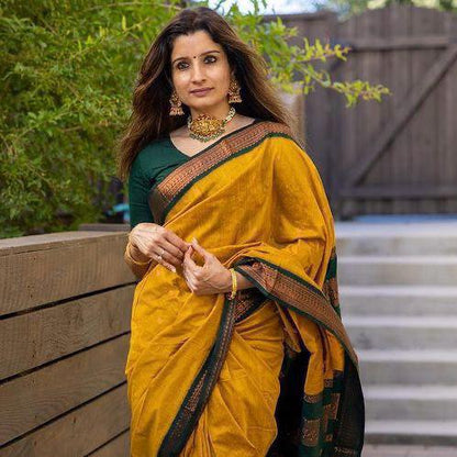 Impressive Mustard Soft Silk Saree With Enticing Blouse Piece