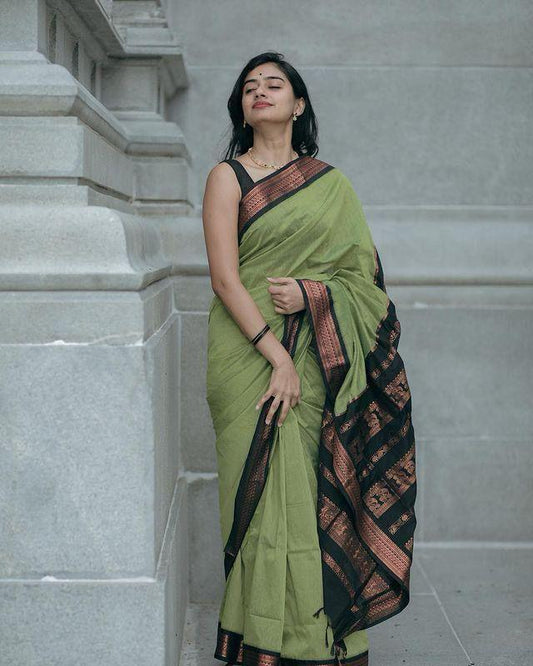 Invaluable Pista Soft Silk Saree With Divine Blouse Piece 0 Reviews