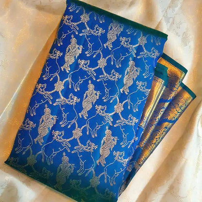 Mellifluous Blue Soft Silk Saree With Ailurophile Blouse Piece
