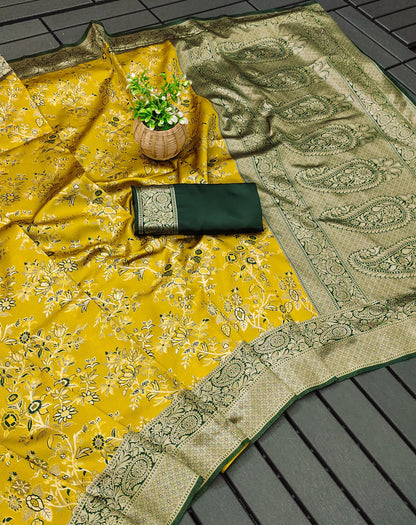 Flattering Yellow Soft Silk Saree With Cynosure Blouse Piece