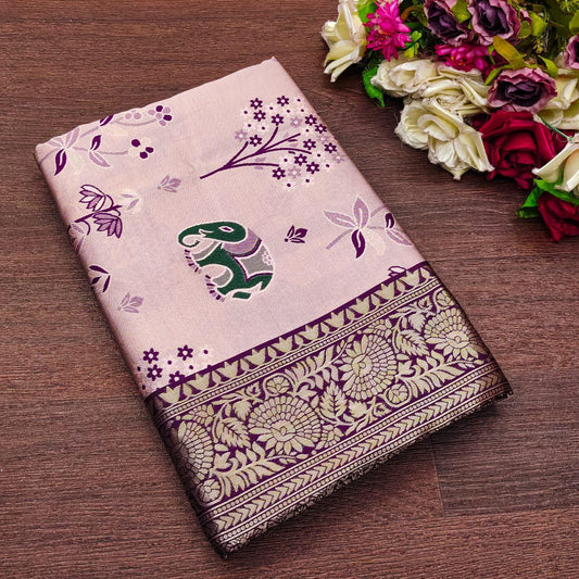 Snappy Lavender Soft Silk Saree With Preferable Blouse Piece