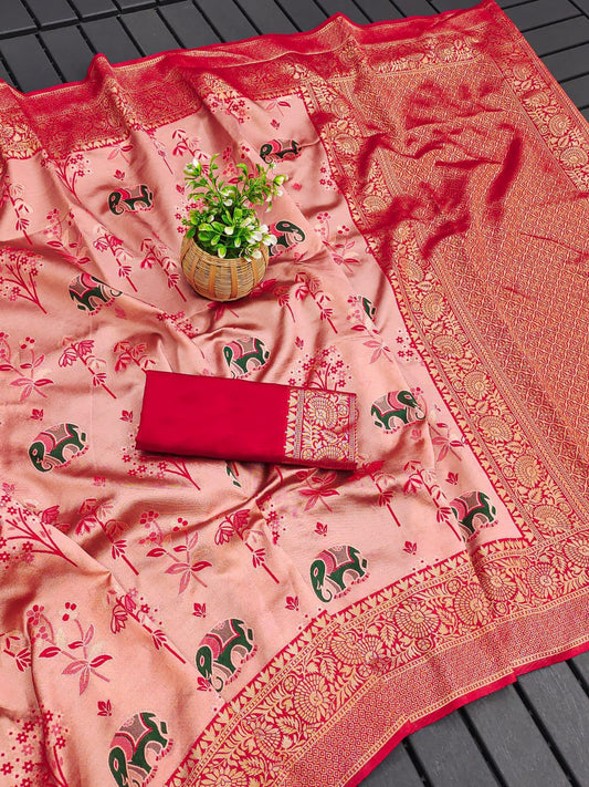 Designer Pink Soft Silk Saree With Transcendent Blouse Piece