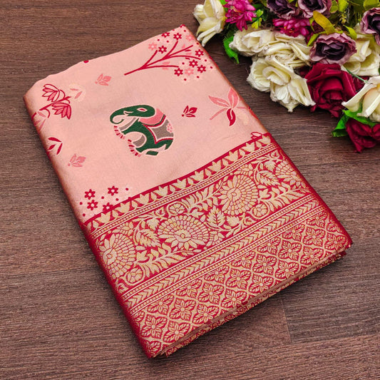 Designer Pink Soft Silk Saree With Transcendent Blouse Piece