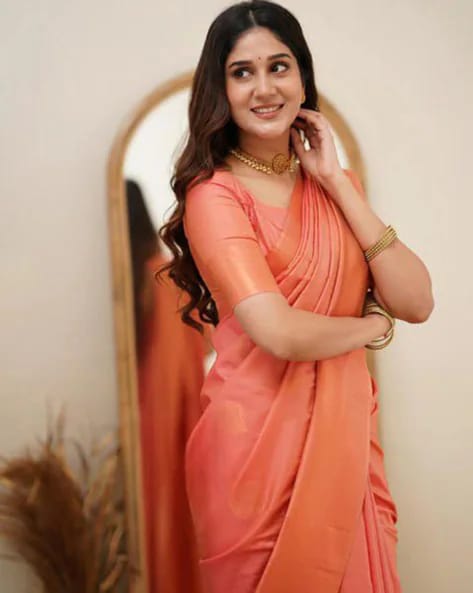 Fancifull Orange Soft Silk Saree With Ideal Blouse Piece