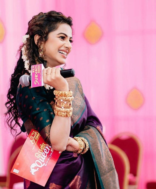 Amazing Purple Soft Silk Saree With Surpassing Blouse Piece