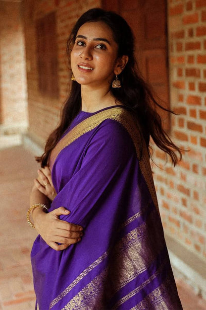 Effulgent Purple Soft Silk Saree With Engaging Blouse Piece 0 Reviews