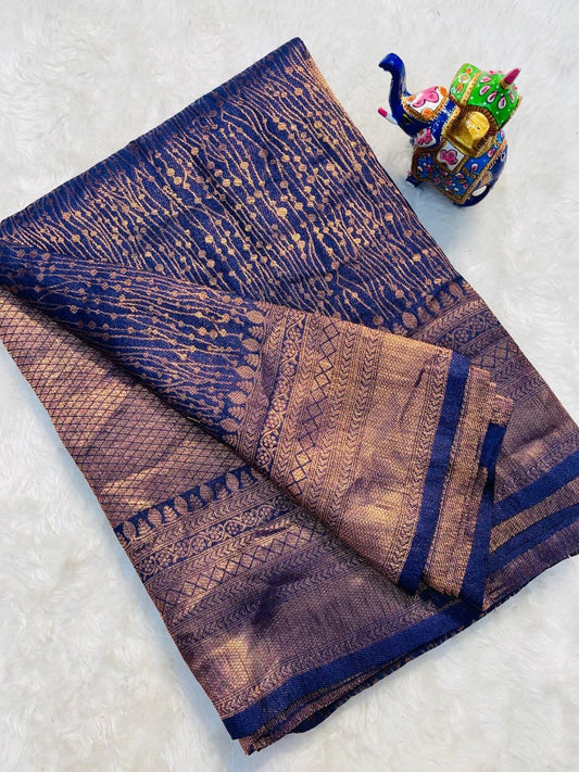 Moiety Blue Soft Silk Saree With Mellifluous Blouse Piece