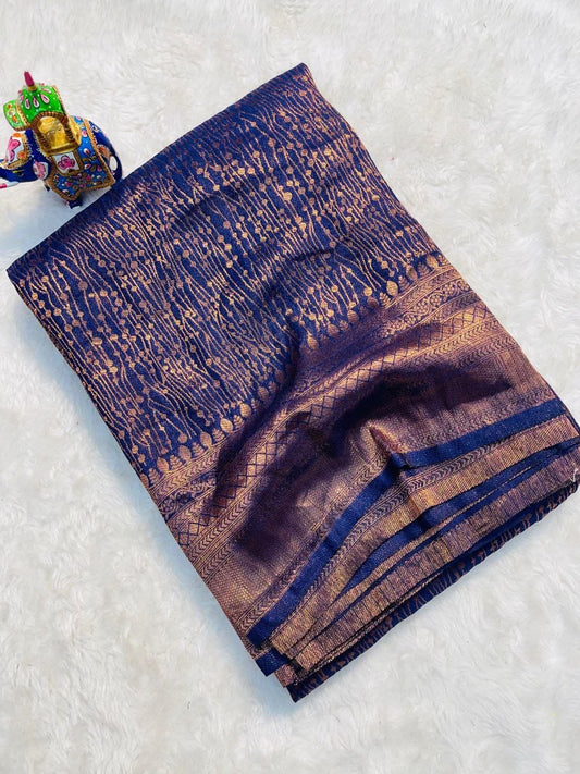 Moiety Blue Soft Silk Saree With Mellifluous Blouse Piece