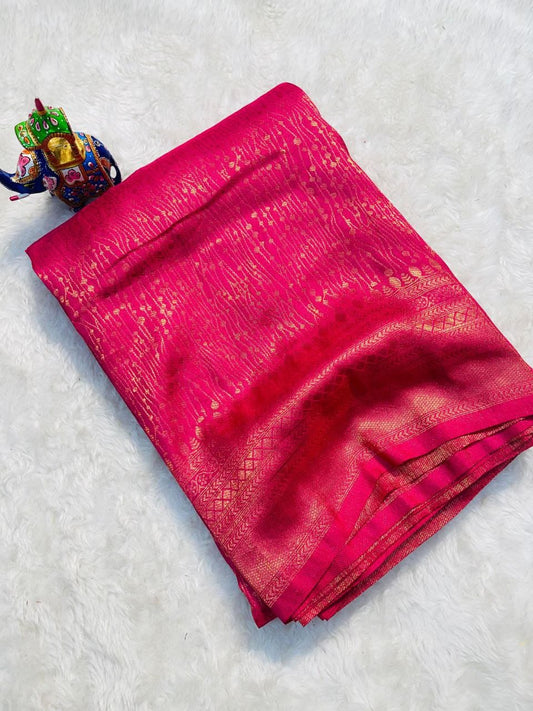 Elegant Pink Soft Silk Saree With Divine Blouse Piece