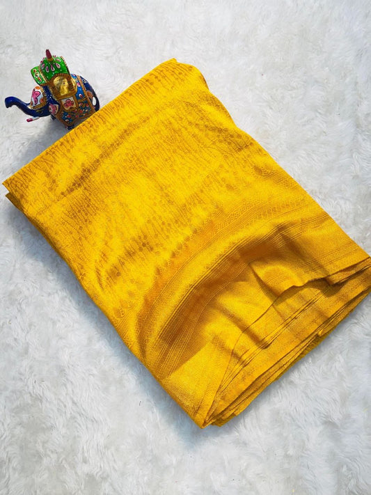 Elegant Yellow Soft Silk Saree With Flattering Blouse Piece