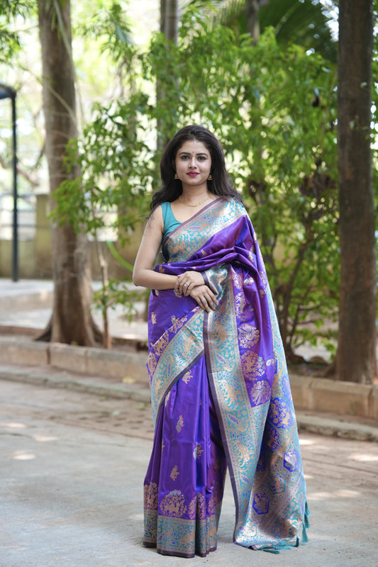 Sempiternal Blue Soft Silk Saree With Lassitude Blouse Piece