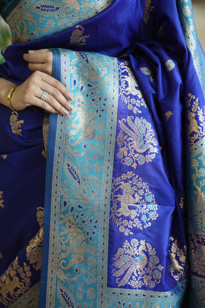 Outstanding Royal Blue Soft Silk Saree With Lassitude Blouse Piece