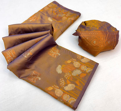 Splendorous Mustard Soft Banarasi Silk Saree With Blissful Blouse Piece