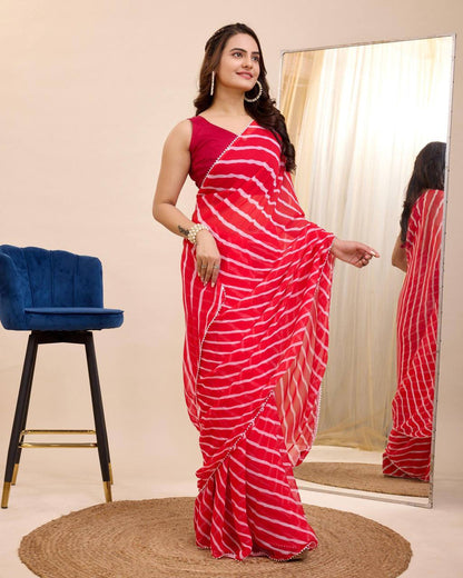 Demesne 1-Minute Ready To Wear Red Georgette Saree