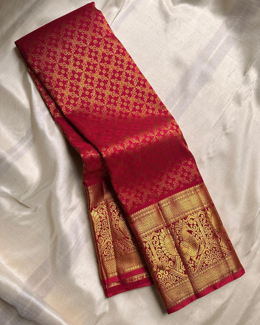 Mesmeric Maroon  Soft Banarasi Silk Saree With Opulent Blouse Piece