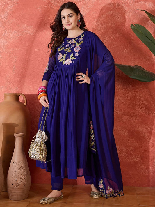Purple Embroidered kurti