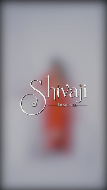 Elegant Orange Embroidered Silk Blend Salwar Suit Set with Dupatta